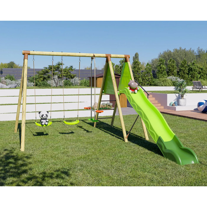 Balançoire en bois 2,30 m Topwood YAKI - 6 enfants