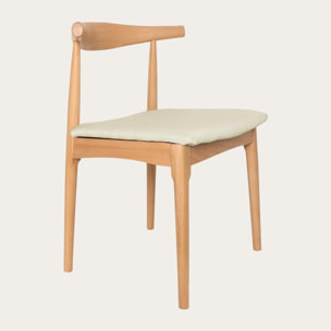 Chaise Verona -bois massif de hêtre et tapisserie en tissu-couleur naturel 46 x 76 x 43 cm