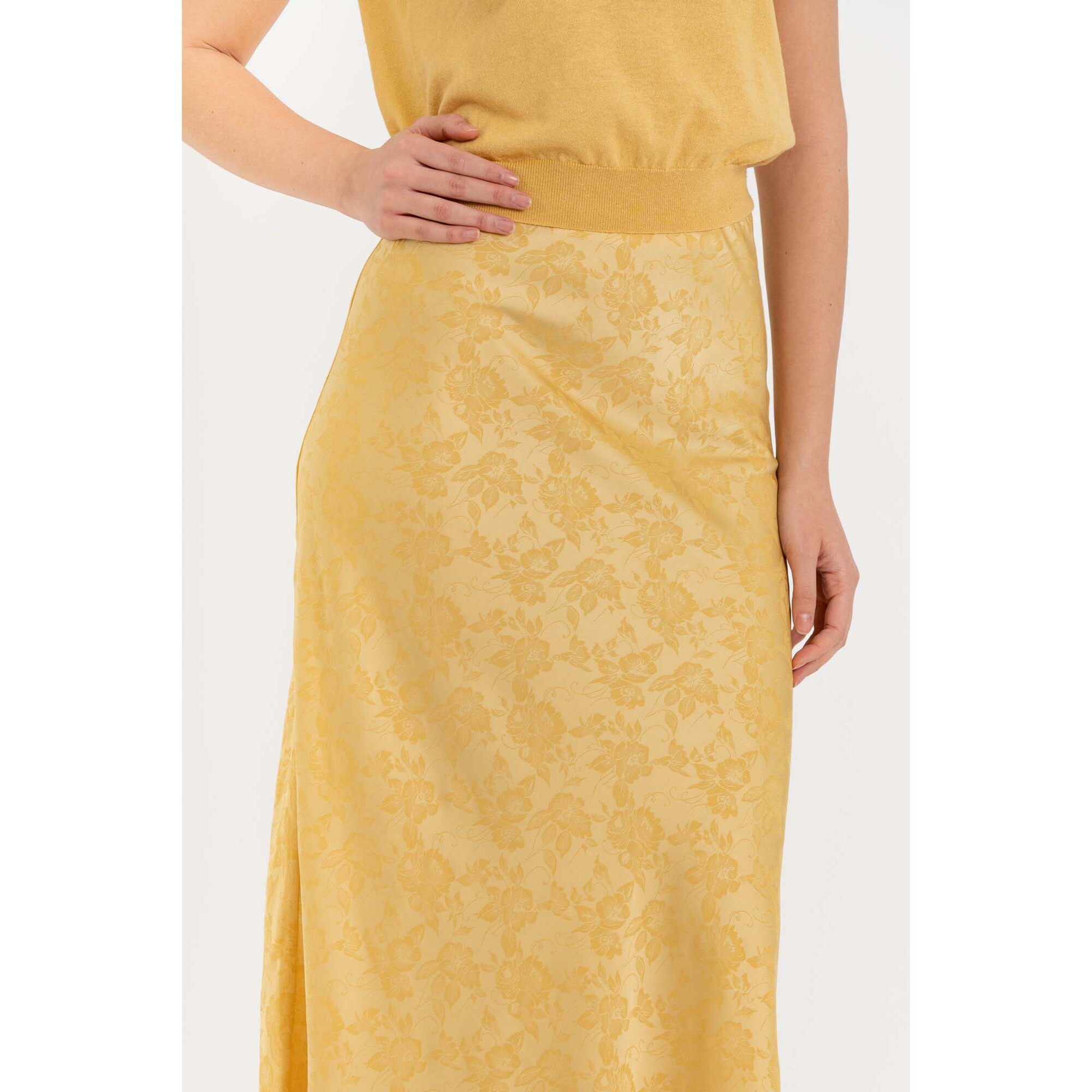 Kocca - Gonna lunga fluida in jacquard floreale a vita alta Donna