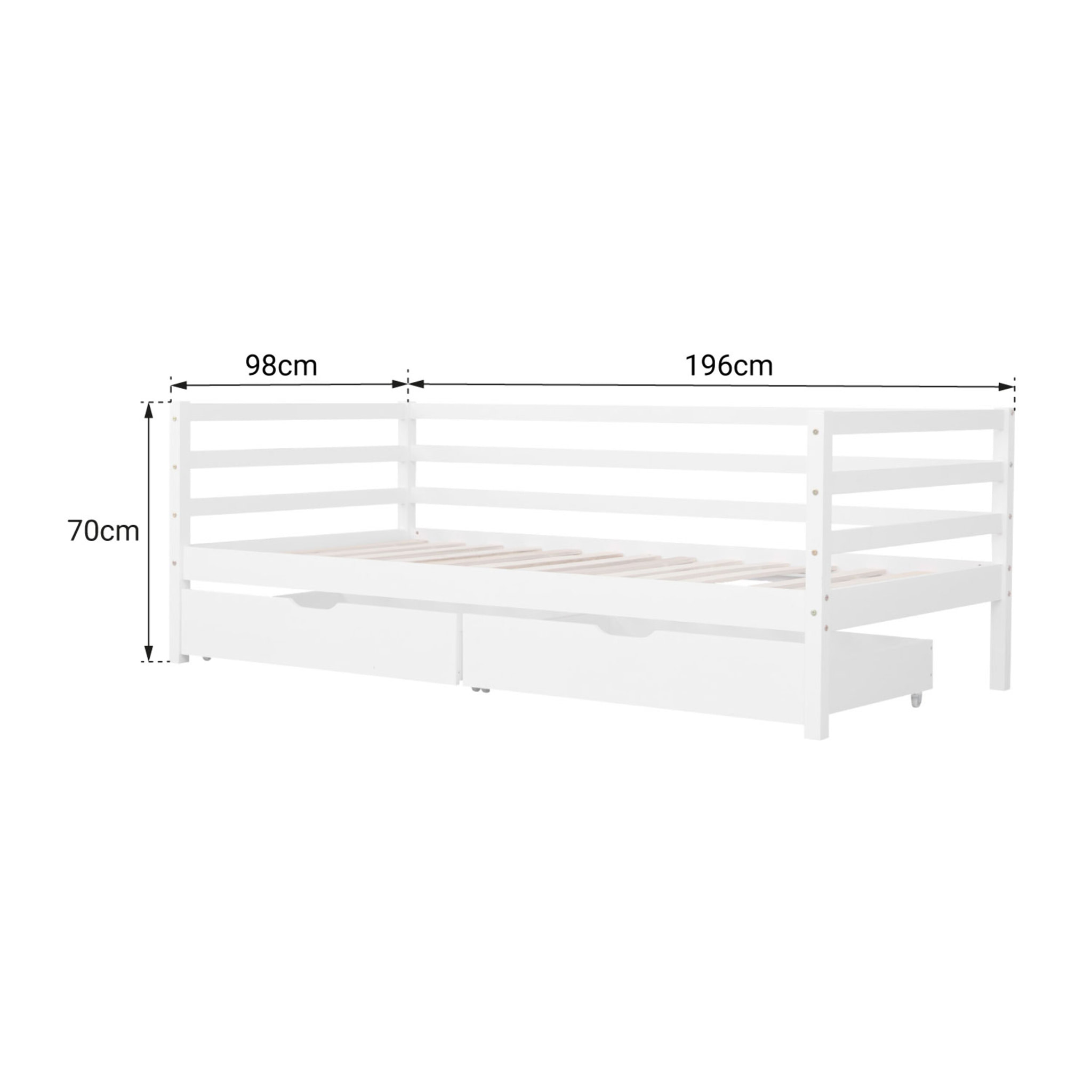 Lit banquette pour enfant 190x90cm avec tiroirs JULES