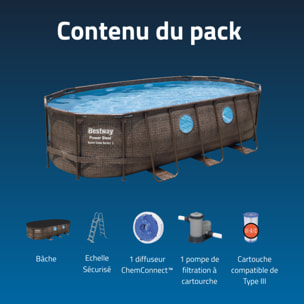 Bestway Piscine hors sol tubulaire ovale Bestway Power Steel Swim Vista 549 x 274 x 122 cm décor rotin