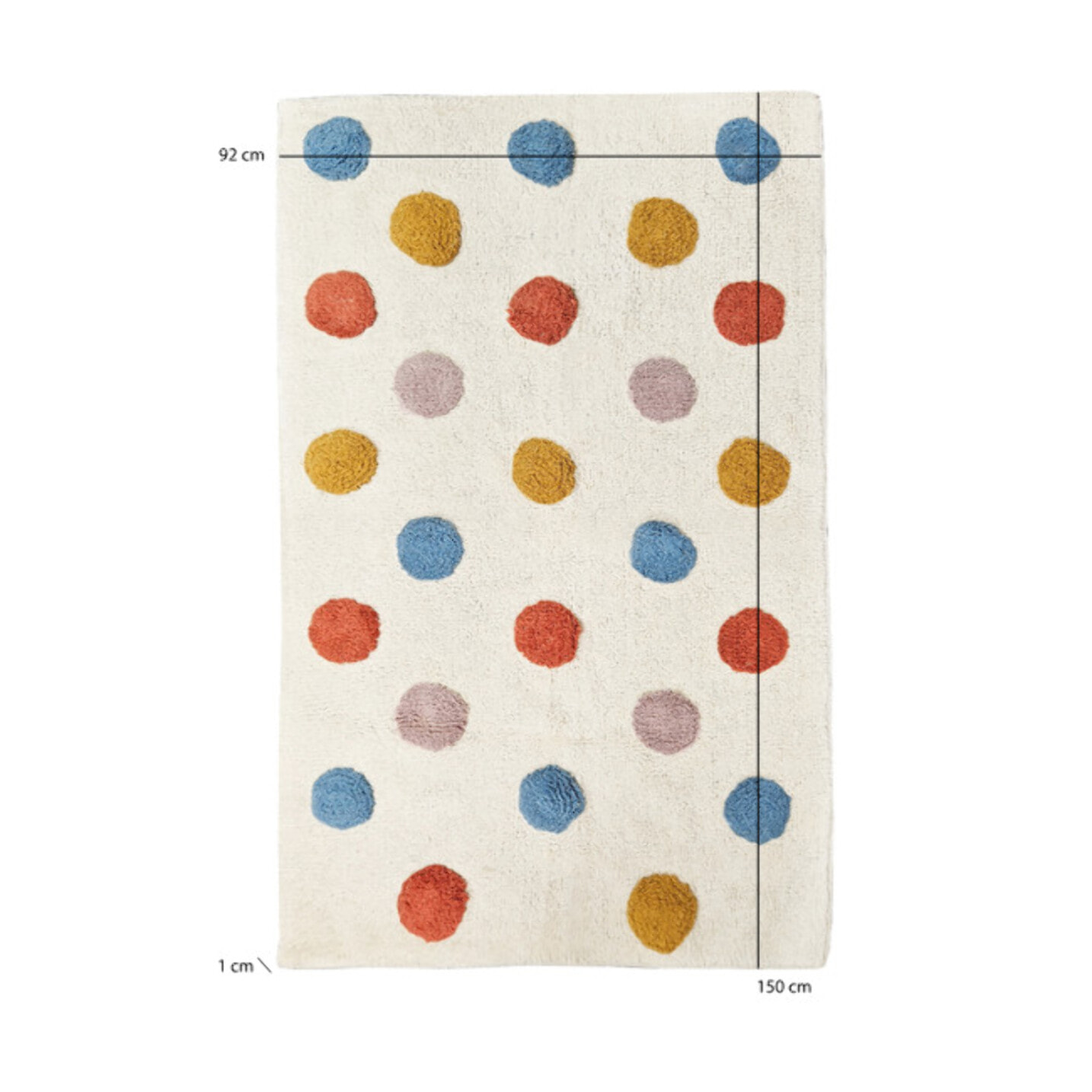 Tapis enfant rectangulaire petits poids multicolores 90x150 cm - PEES
