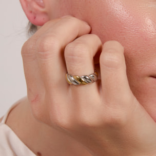 Anillo Rinis acabado oro 18k y plata