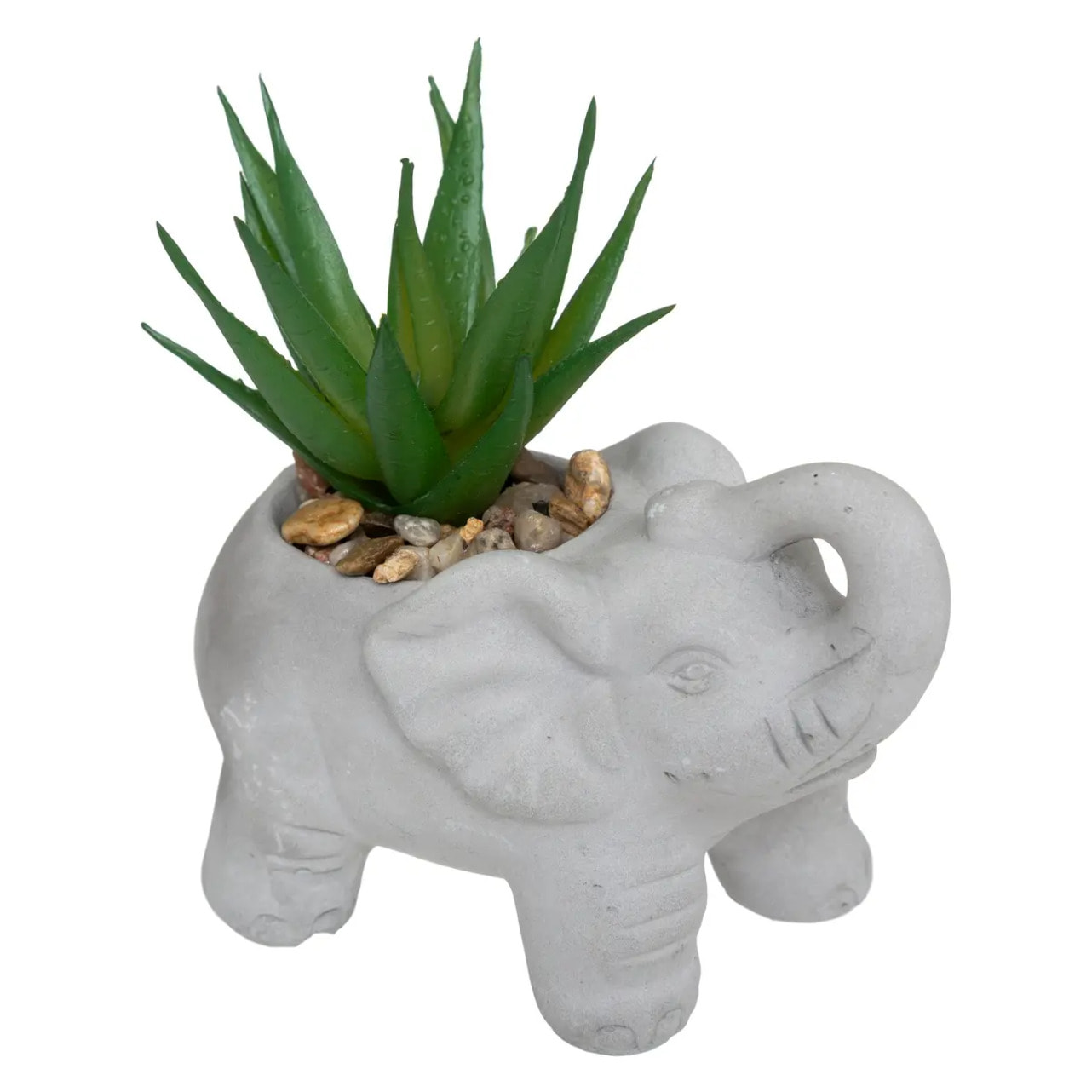 Plante artificielle "Éléphant" - pot en ciment - H10 cm