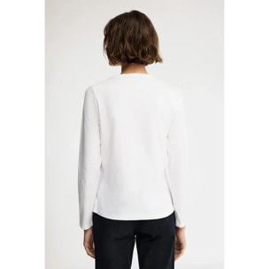 Camiseta blanca de manga larga y cuello redondo con bordado Rigby Go