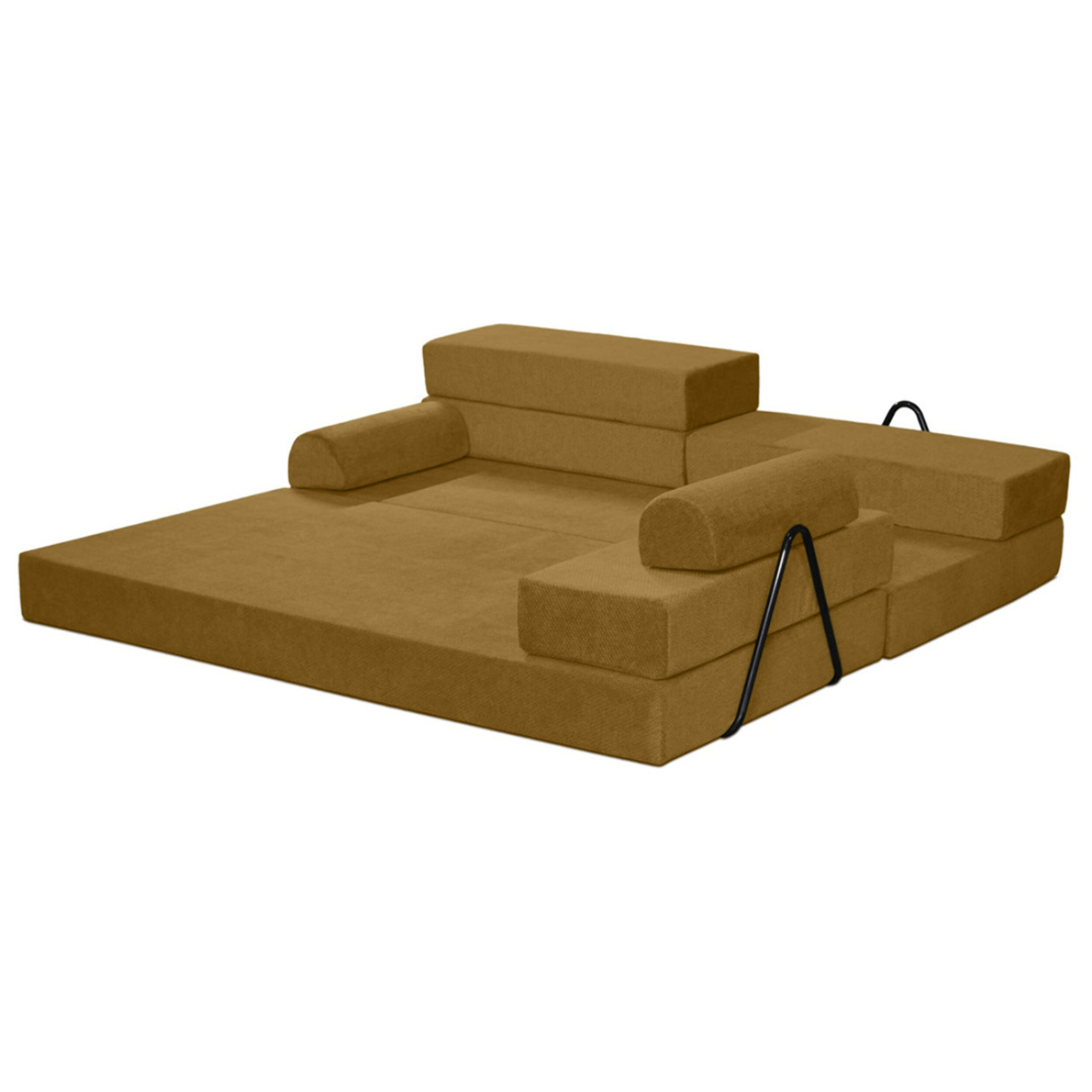Astral - Canapé 3 places convertible en velours texturé - Marron