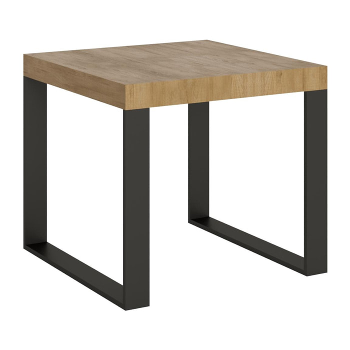 Mesa extensible 90x90/246 cm Tecno Roble Natural estructura Antracita