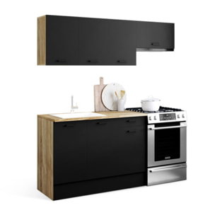 Ensemble de cuisine Allegra 180cm - Bois - Noir