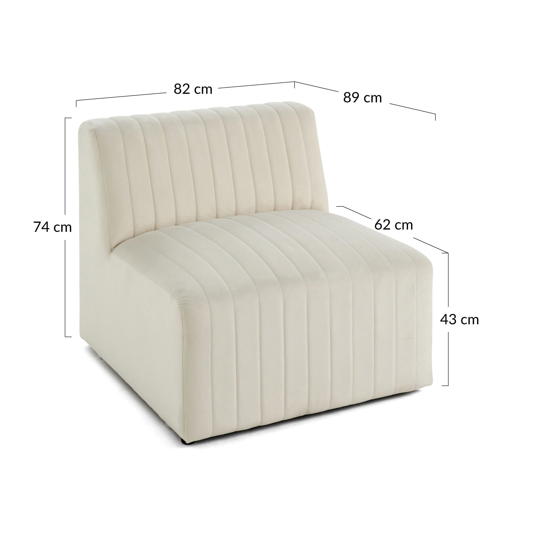 Nova - module d'assise - en velours - Beige
