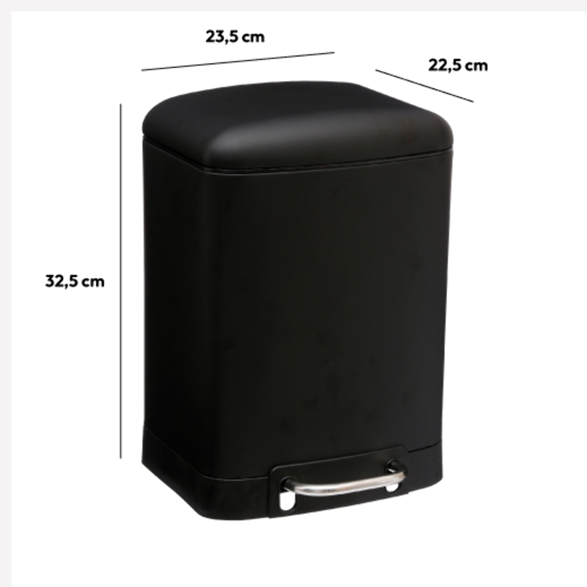 Poubelle à pédale métal 6L Noir Ariane