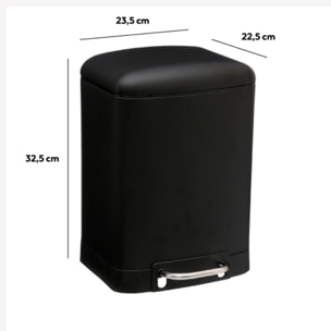Poubelle à pédale métal 6L Noir Ariane