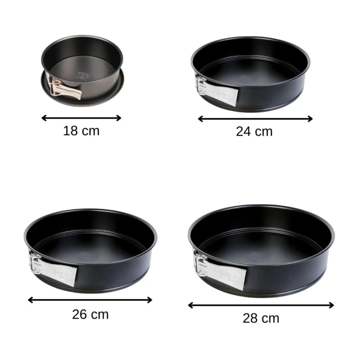 Set de 4 moules à manqué à charnière 18 cm + 24 cm + 26 cm + 28 cm Dr.Oetker Tradition