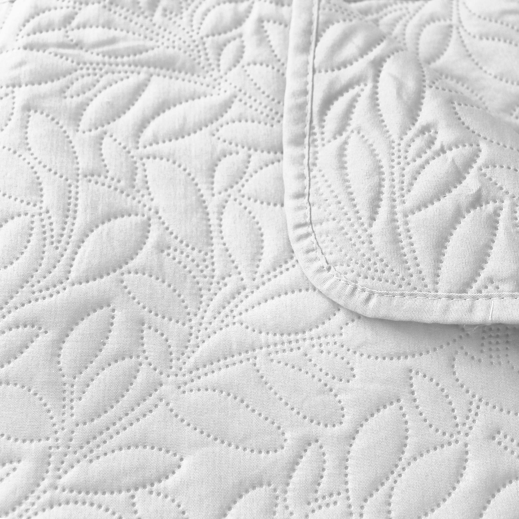 Couvre-lit microfibre à motif floral - Blanc