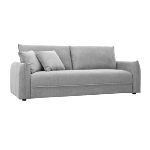 Canapé 3 places en tissu effet velours texturé gris PIO