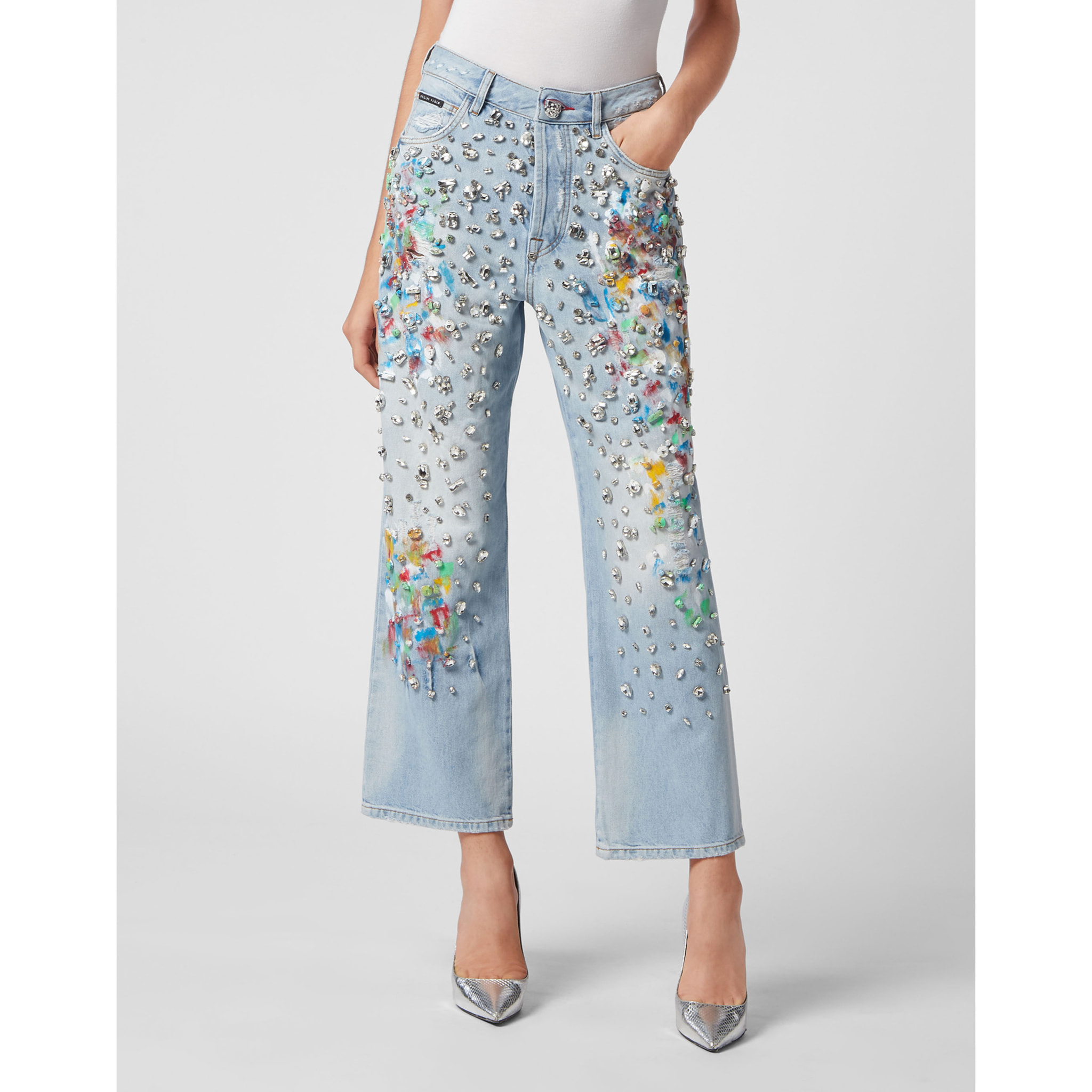 PHILIPP PLEIN Vaqueros de tiro alto