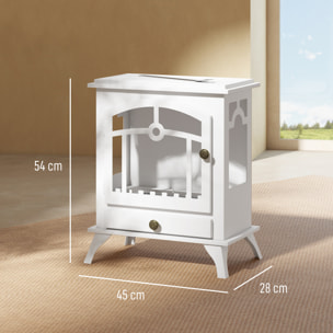 Chimenea de Bioetanol de Pie Estufa de Bioetanol con Tanque de 0,9 L Apagallamas de Acero Inoxidable Tiempo de Combustión 3H para Interiores 20-25 m² 45x28x54 cm Blanco