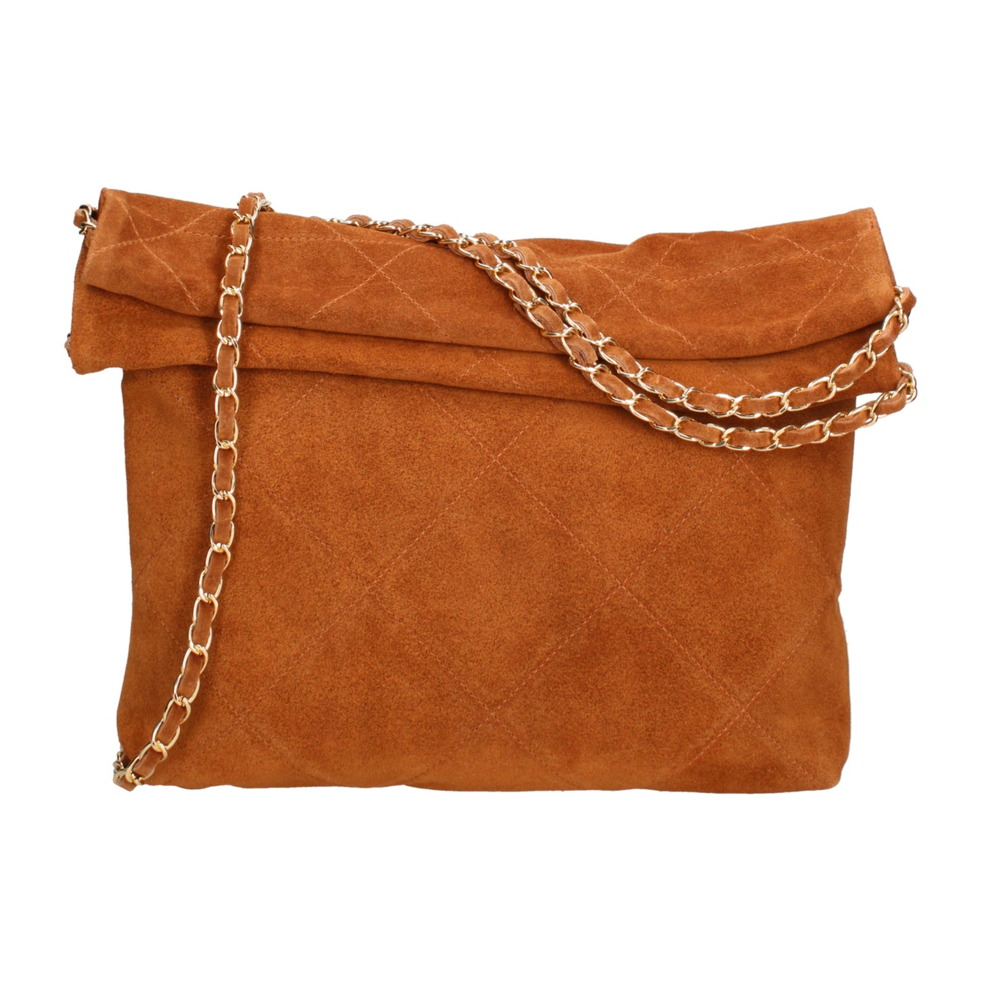 Borsa a spalla da donna Made in Italy - Modello Celeste Elite - Pelle scamosciata - 32.0 x 34.0 x 6.0 cm