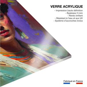 Tableau de fleurs portrait de frida  Tableau plexiglas