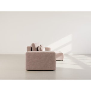 Nicole - Canapé d'angle réversible 5 places convertible avec coffre en tissu - Taupe