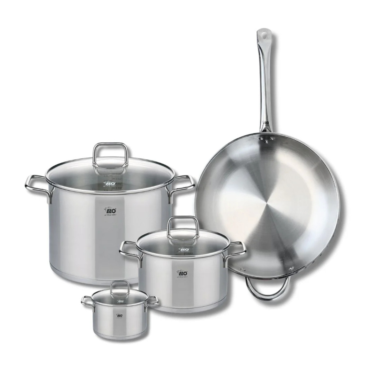 Set de 1 Poêle de cuisson 32 cm et 3 faitouts 12, 20 et 26 cm Elo Profi Citrin