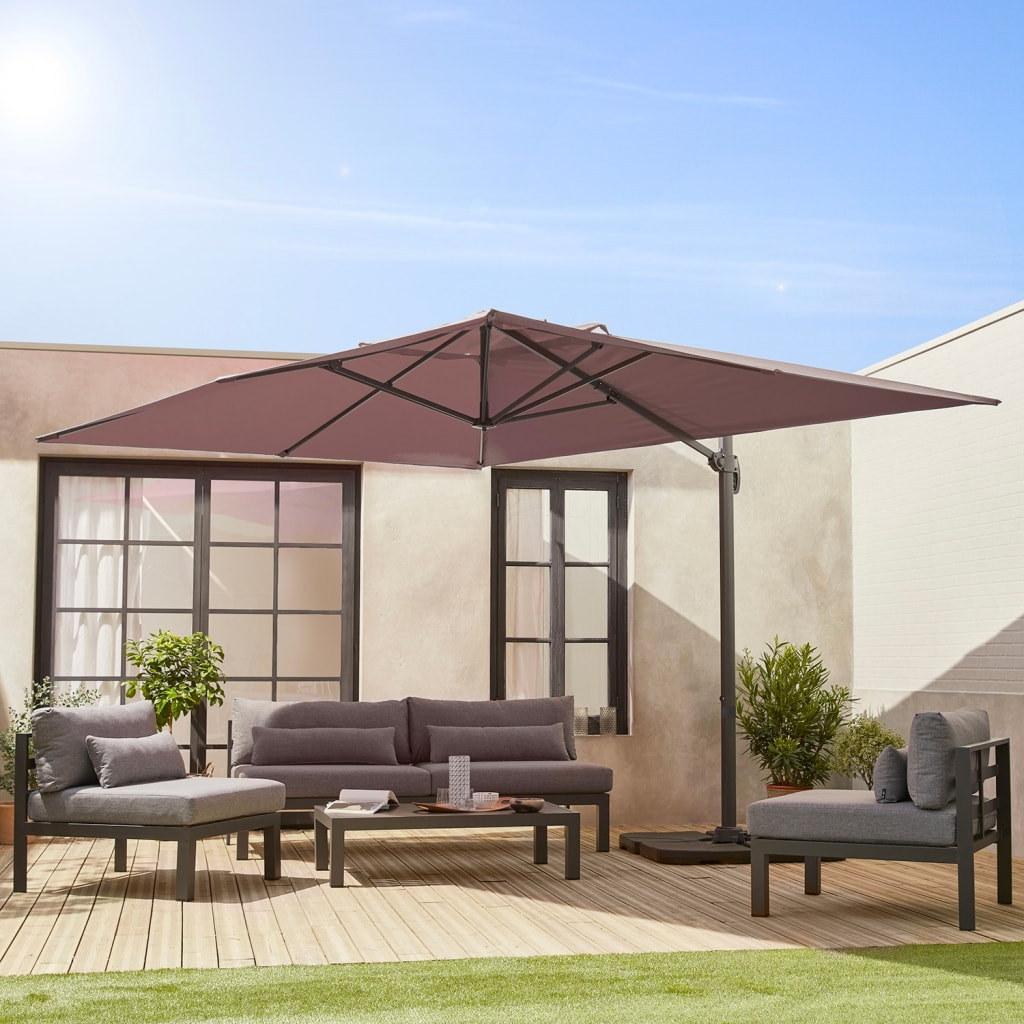 Parasol déporté rectangulaire 3x4m + dalles à lester 50x50cm WIMEREUX + DALLES 50X50CM
