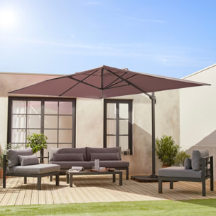 Parasol déporté rectangulaire 3x4m + dalles à lester 50x50cm WIMEREUX + DALLES 50X50CM