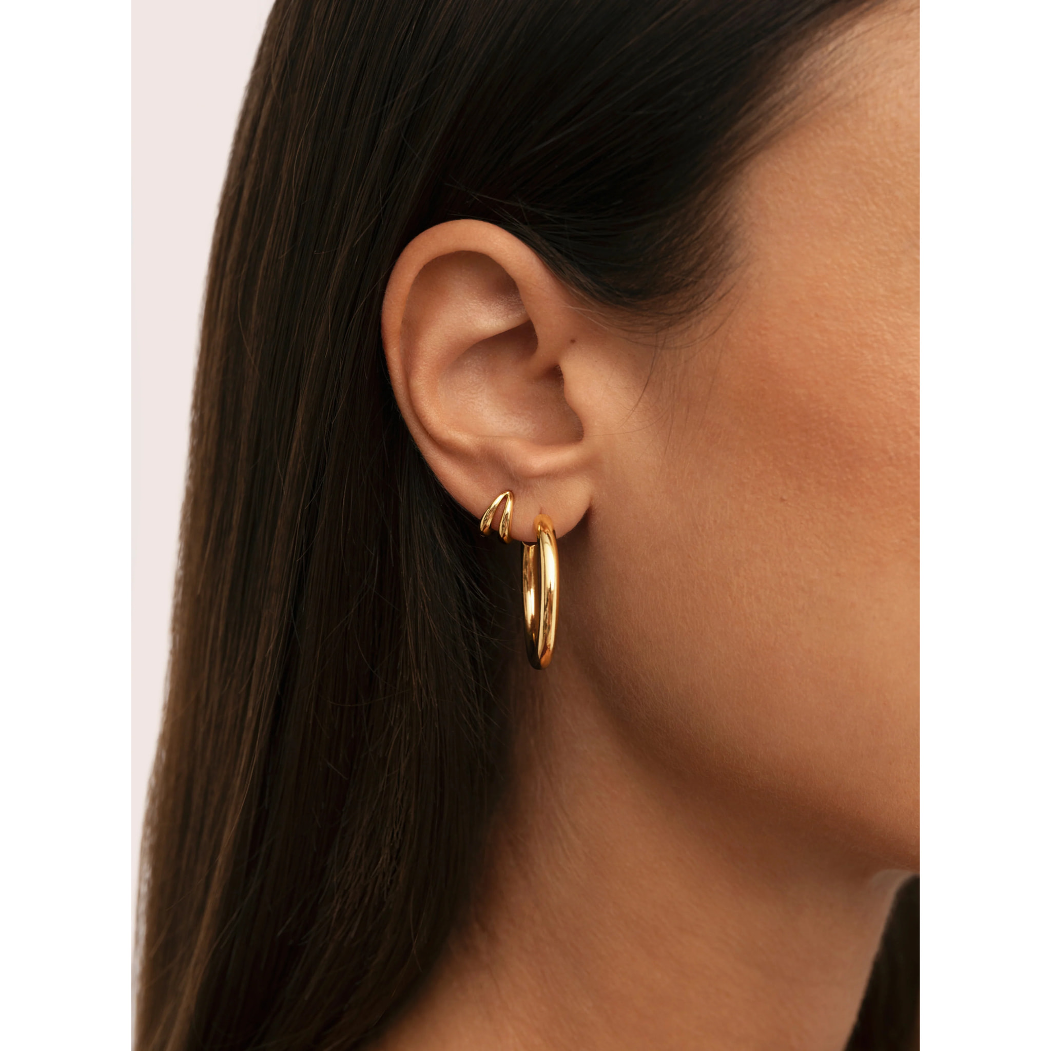 Pendiente Suelto Double Loop Baño Oro