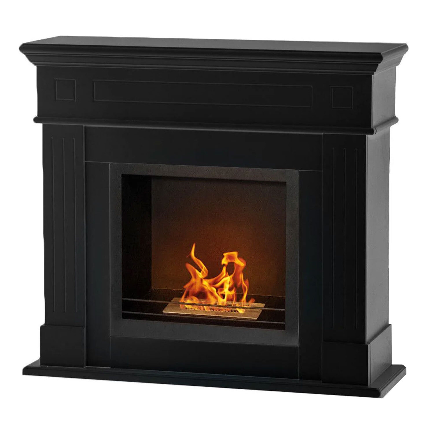 Cambridge - Camino a bioetanolo da terra in legno 110x37xH102 cm, colore nero