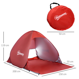 Tienda De CampaáÂ±a de Poliéster Acero 200x150x115cm Rojo