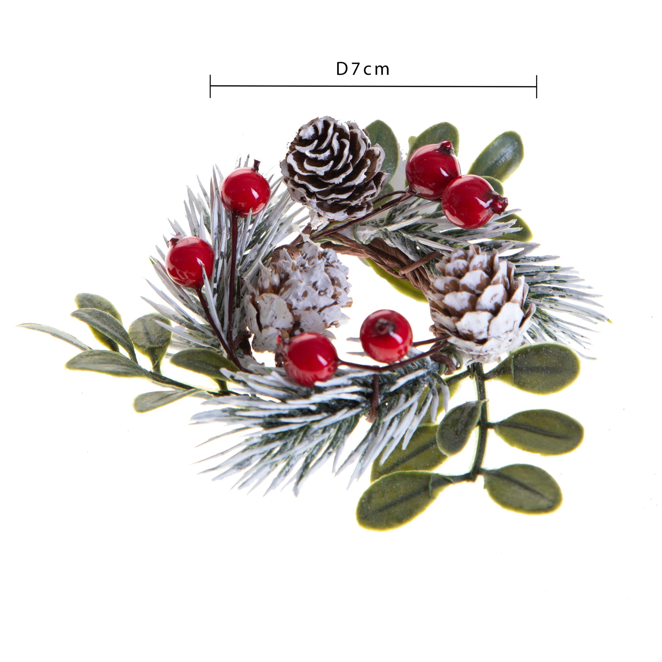Girocandela con bacche e ilex - Pezzi 12 - ROSSO - Bianchi Dino SpA