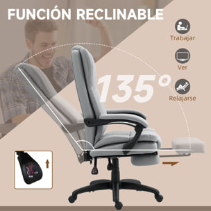 Silla de Oficina con 6 Puntos de Masaje, Silla de Escritorio Giratoria con Respaldo Reclinable 135º, Altura Ajustable, Reposapiés Retráctil y Control Remoto, Gris Claro