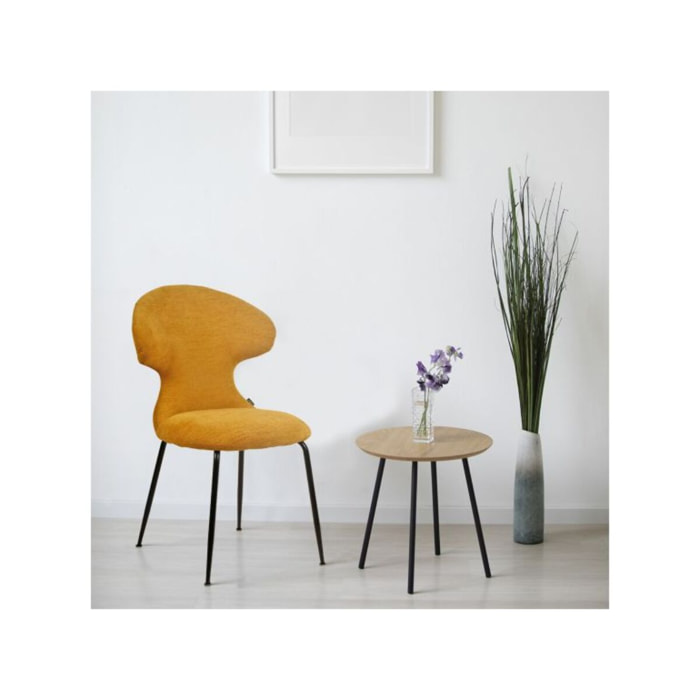 Chaise en tissu doux avec piètement en métal noir - SILVIO