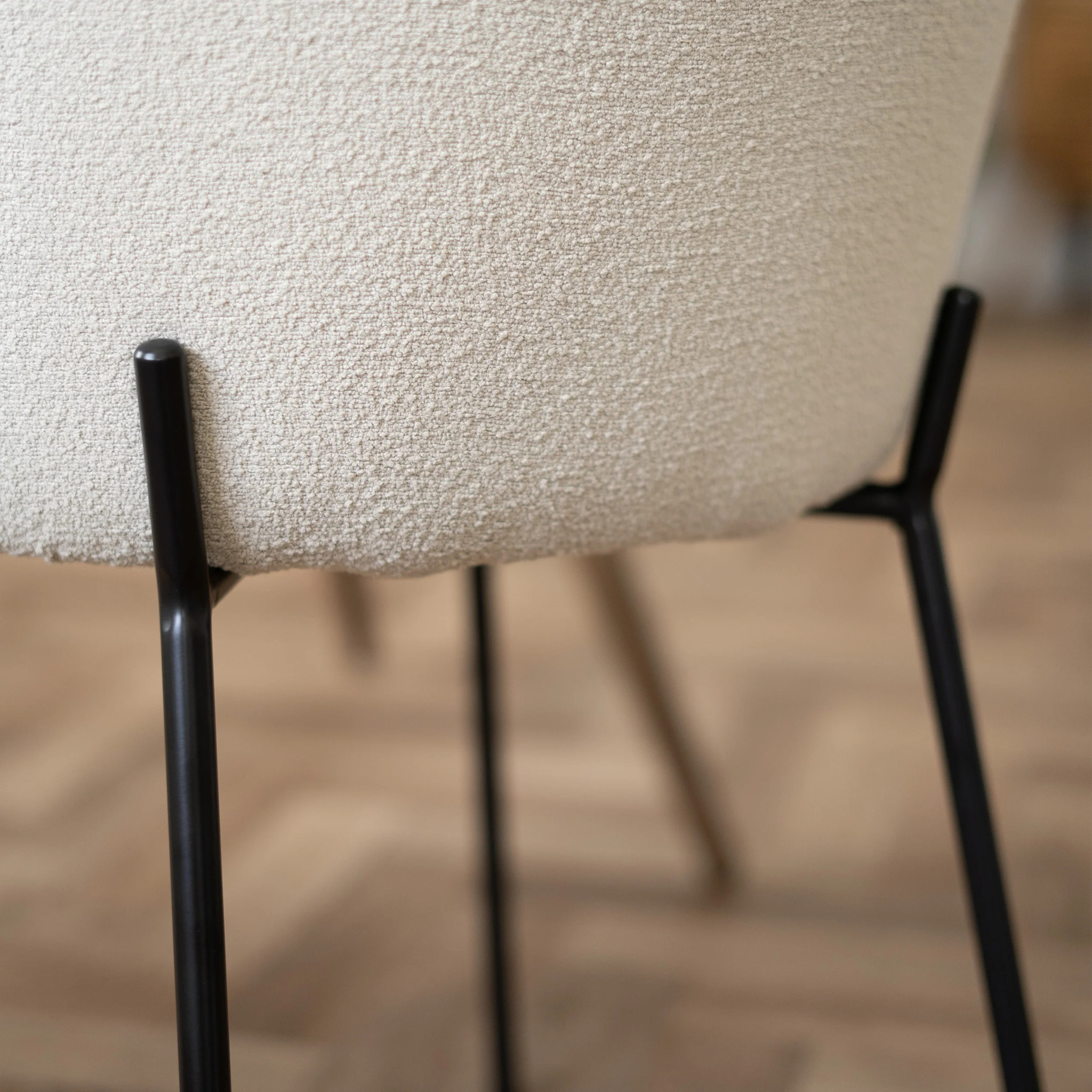 Lot de 2 chaises en tissu bouclette beige - Karl
