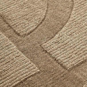 Tapis salon motif géométrique, laine tissée main, ziya authentique