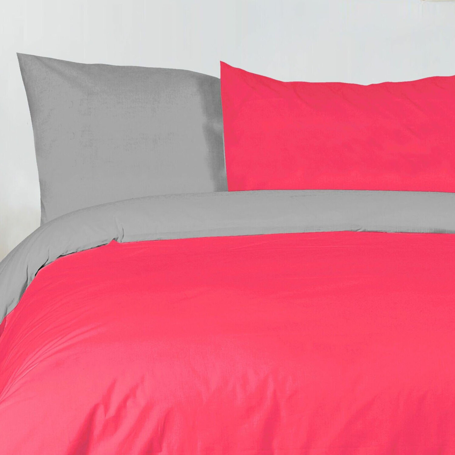 Parure housse de couette 3pcs 100% coton 57 fils bicolore anis anthracite