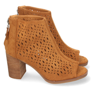 Botín de Tacón con Calados y Cremallera