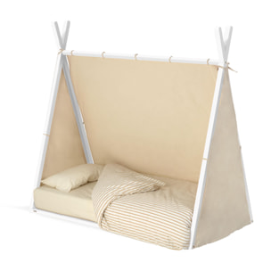 Cama tipi Maralis de madera maciza de haya con acabado blanco para colchón de 70 x 140 cm