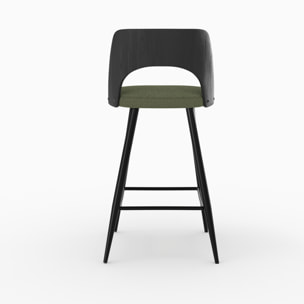 Lot de 2 chaises pour îlot central en tissu bouclé vert kaki 66 cm - Mindy