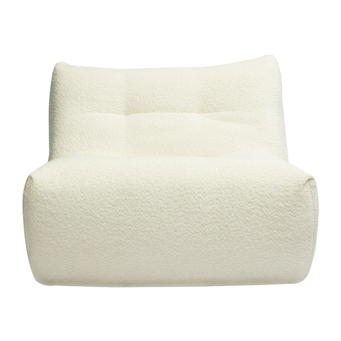 Fauteuil lounge en tissu bouclette blanc cassé BUMPY