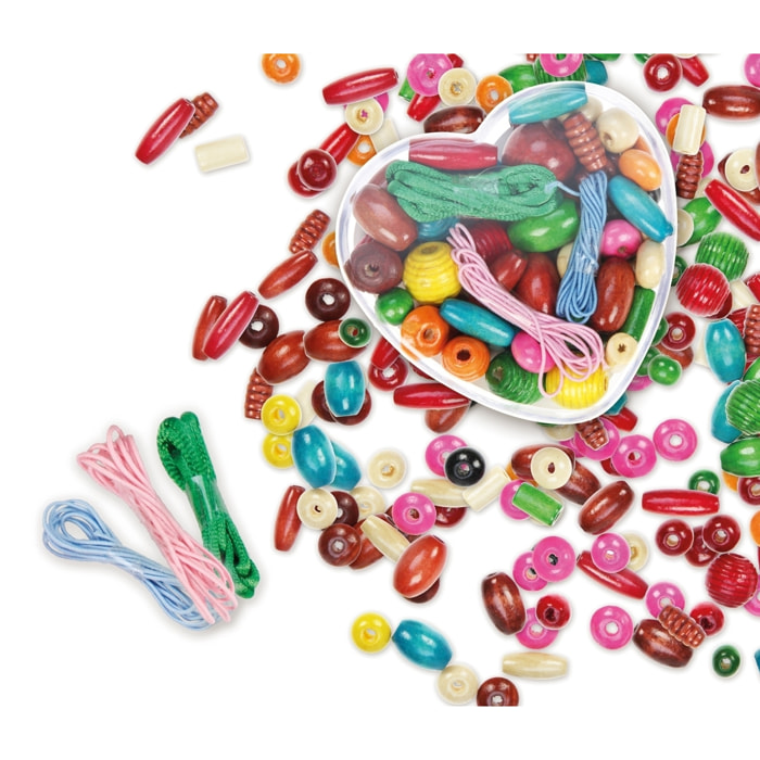 Perle in legno in confezione a forma di cuore