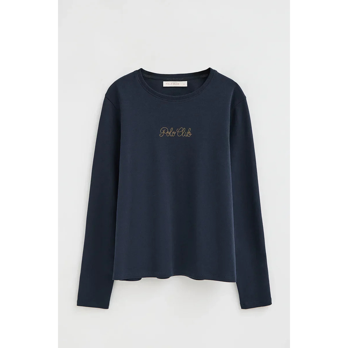 Maglietta blu marino a maniche lunghe brillantini Polo Club