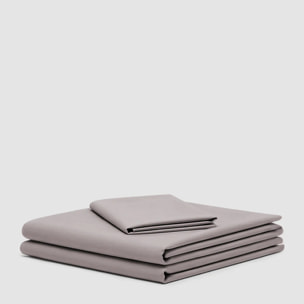 Juego de sábanas algodón lisas gris perla
