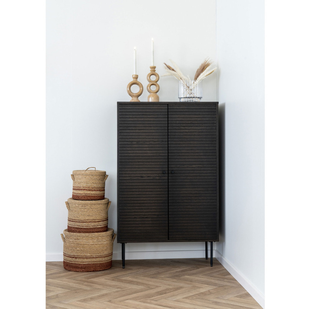 Portacandela in ceramica marrone 13x8x23 cm