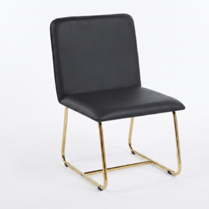 Sedia Imbottita in Similpelle con Gambe Oro, Design Moderno ed Elegante per Sala da Pranzo, Cucina, Soggiorno, Studio e Ufficio