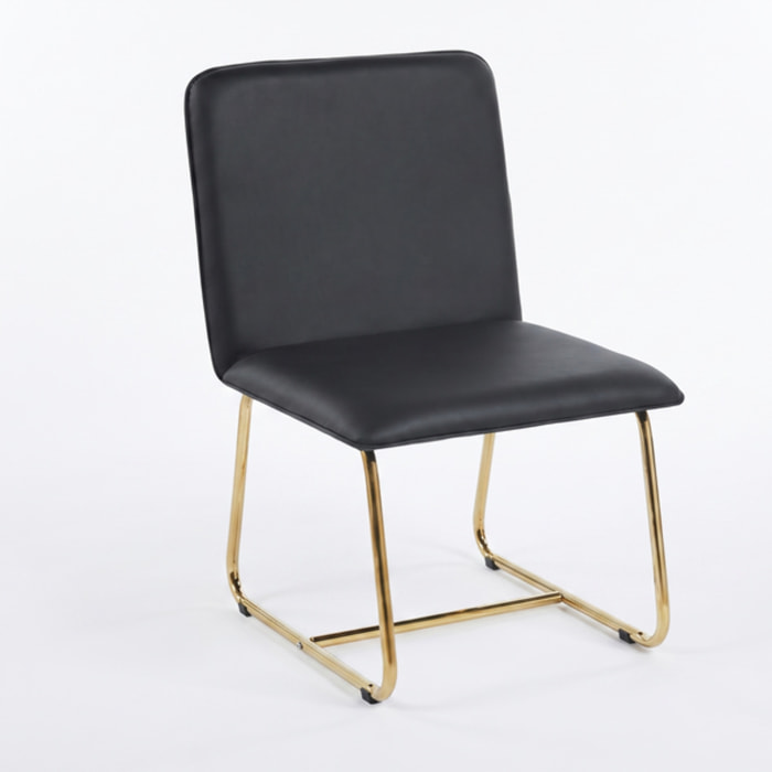 Sedia Imbottita in Similpelle con Gambe Oro, Design Moderno ed Elegante per Sala da Pranzo, Cucina, Soggiorno, Studio e Ufficio