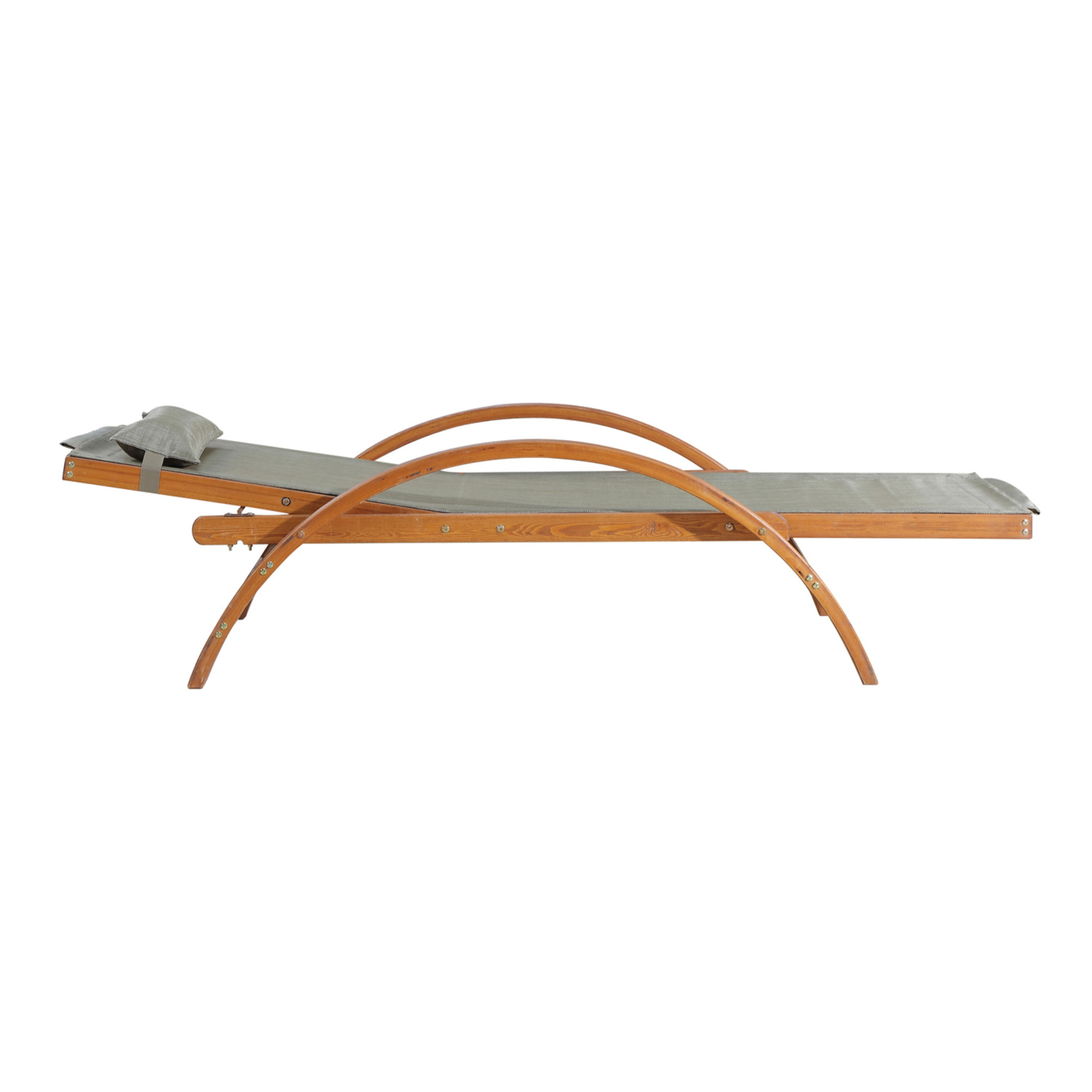 Transat en bois et toile PVC gris olive ACATE