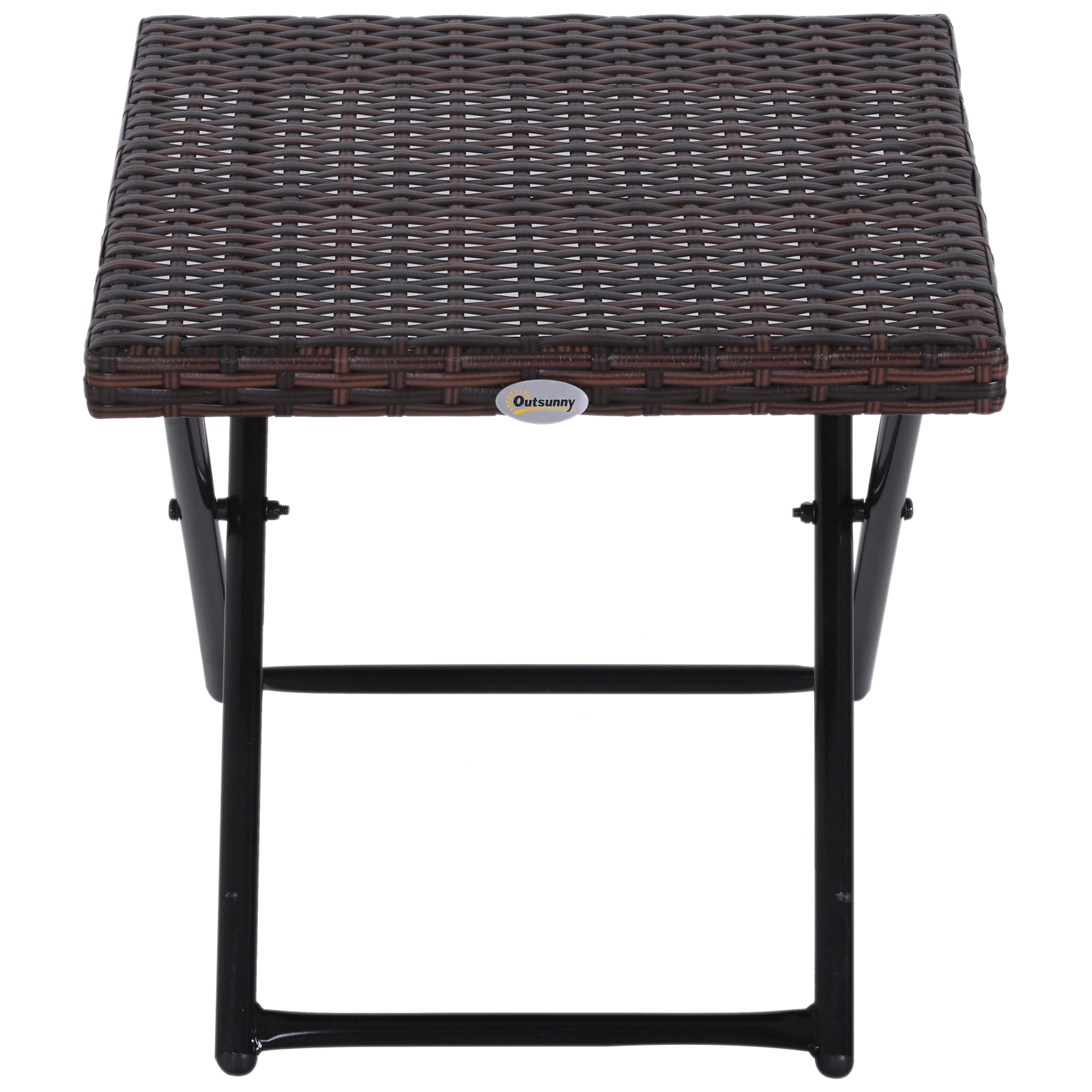 Table basse pliable de jardin style cosy chic dim. 40L x 40l x 40H cm métal époxy résine tressée imitation rotin marron