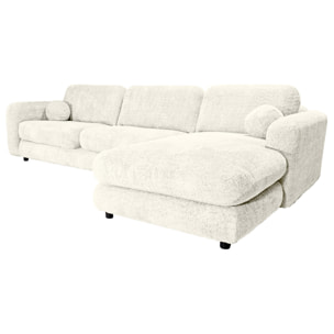 Rachel - Canapé d'angle droit 4 places en tissu bouclette - Beige