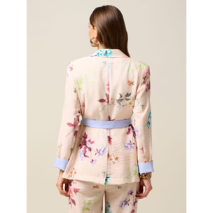 Oltre - Blazer fantasia con fusciacca - Rosa