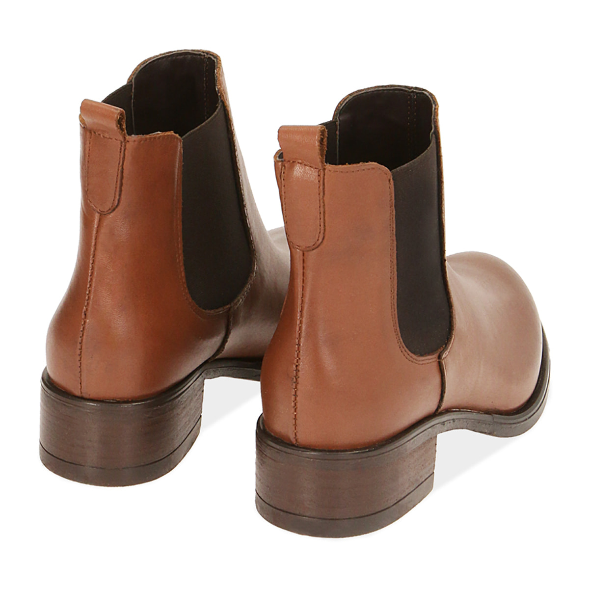 Chelsea boots cognac in pelle, tacco 4 cm